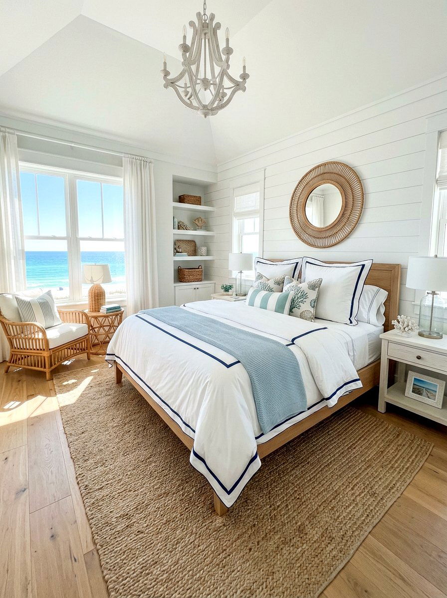 Coastal Blue Piped Bedding - 30 piped bedding ideas