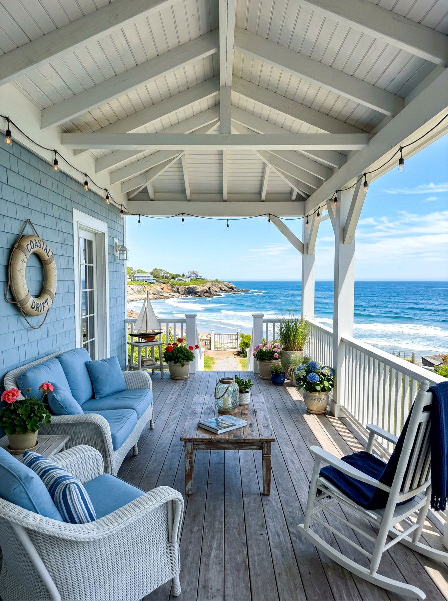 Coastal Blue Porch - 30 covered patio ideas