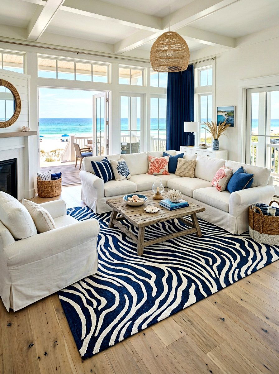 Coastal Blue Rug Living Room - 30 living room rug ideas
