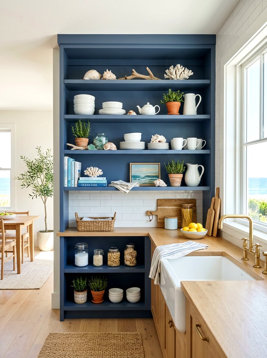 Coastal Blue Shelf - 30 tea shelf styling ideas
