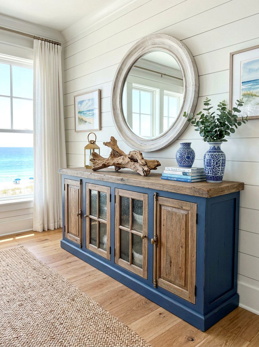 Coastal Blue Sideboard - 30 sideboard decor ideas