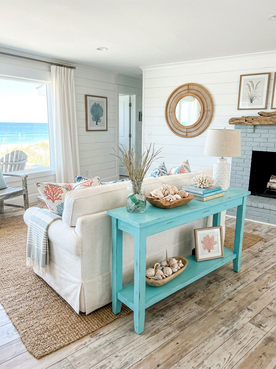 Coastal Blue Sofa Table - 30 sofa table ideas