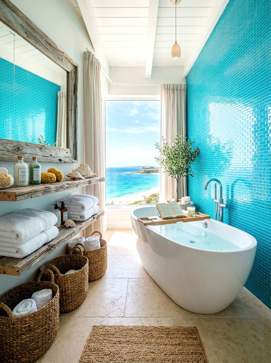 Coastal Blue Spa Bathroom - 30 spa corner ideas