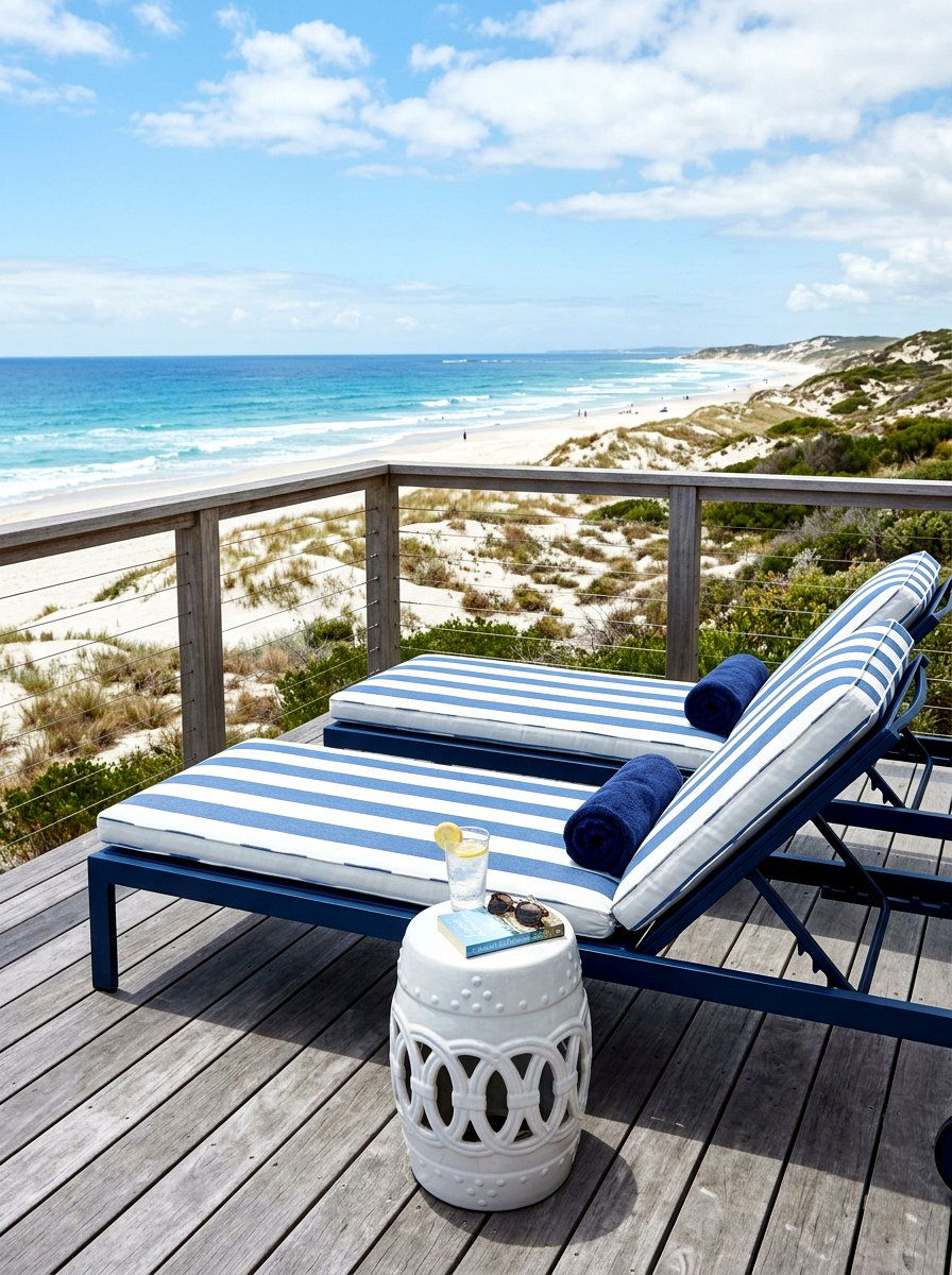 Coastal Blue Sunbed Setup - 30 luxury sun lounger ideas