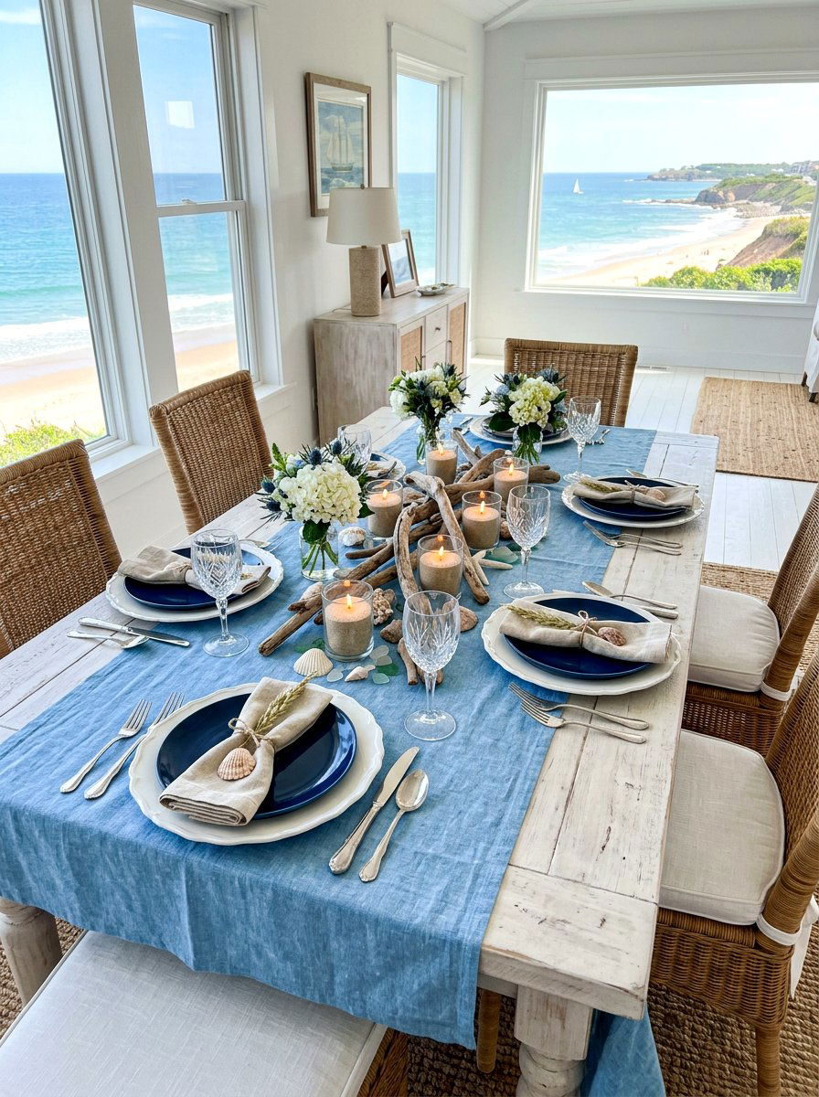 Coastal Blue Table Setting - 30 layered table setting ideas