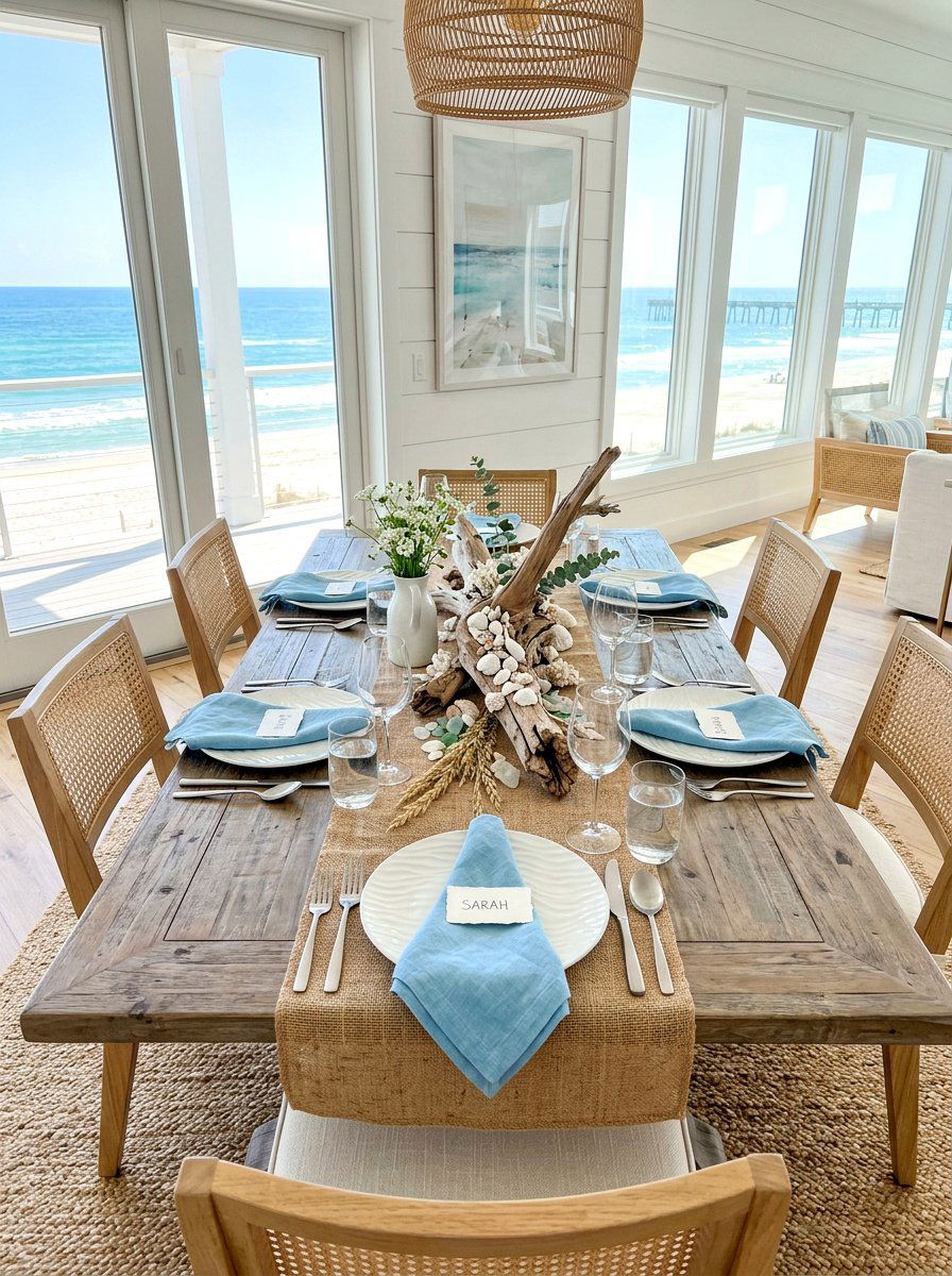 Coastal Blue Table - 30 collected tablescape ideas aesthetic