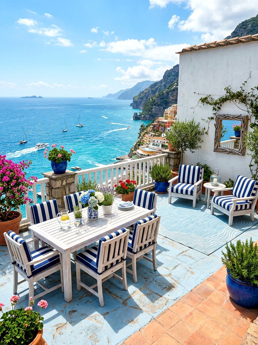 Coastal Blue Terrace - 30 outdoor breakfast nook ideas