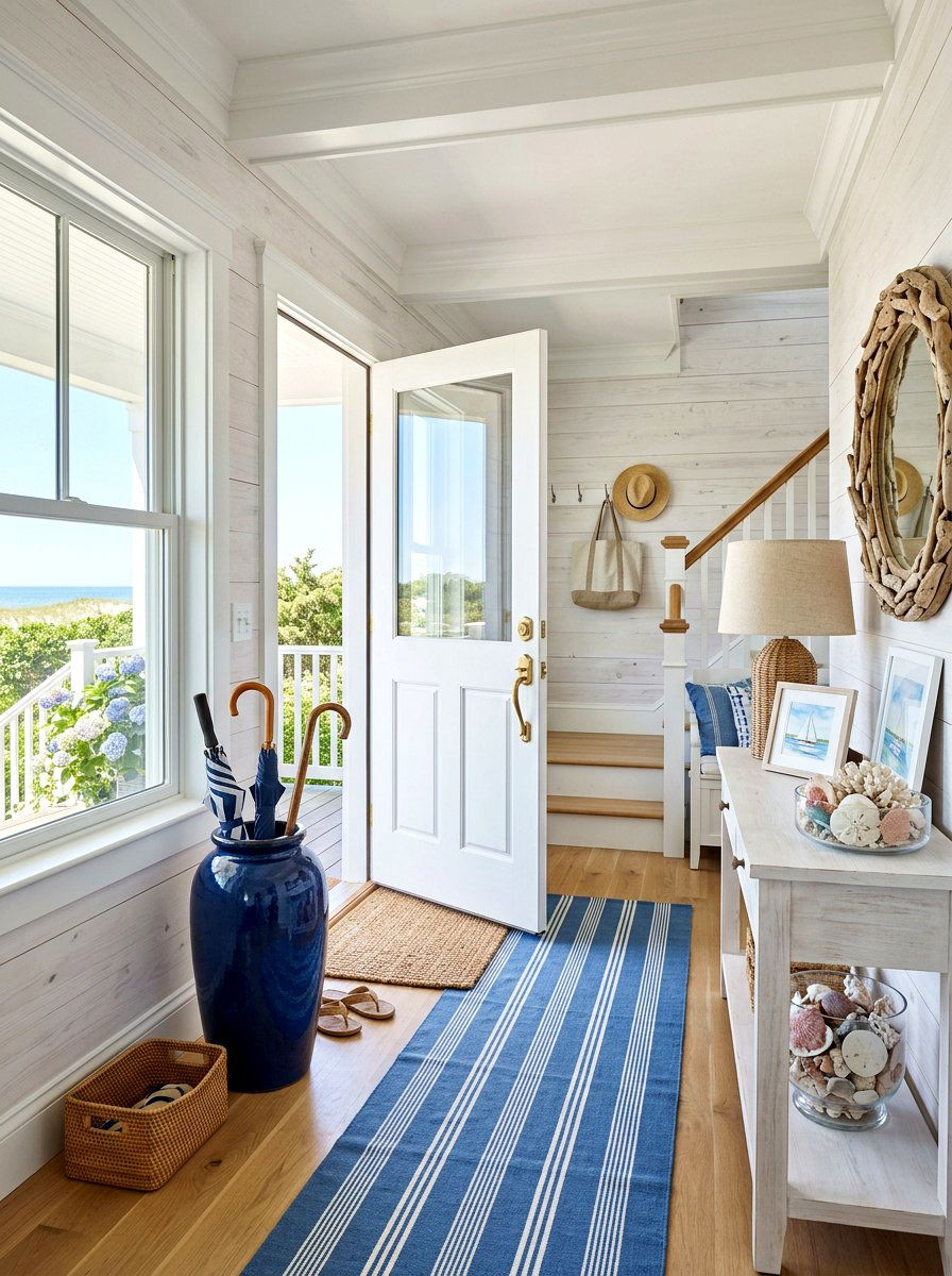 Coastal Blue Umbrella Jar - 30 umbrella stand ideas