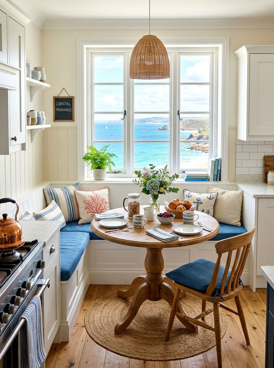 Coastal Breakfast Nook - 30 beach house kitchen ideas
