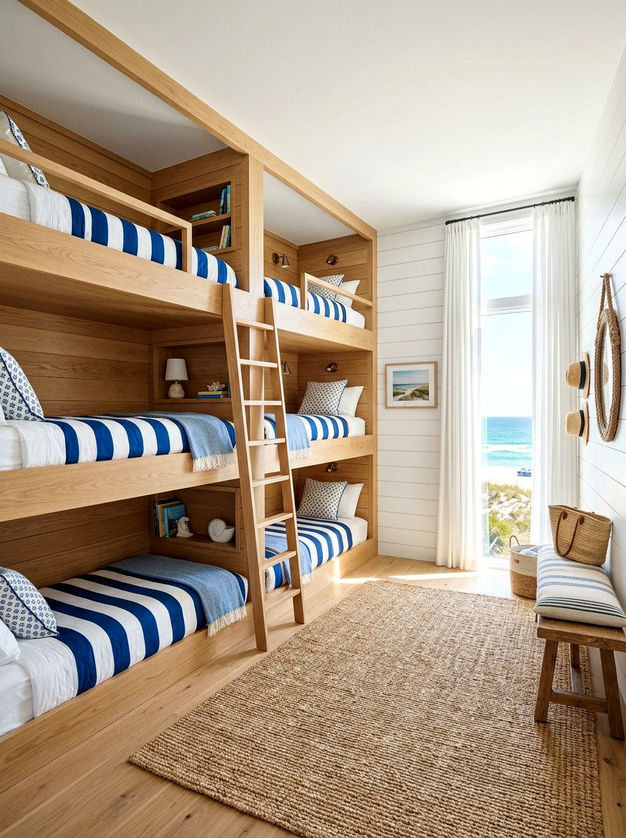 Coastal Bunk Room - 30 bunk room aesthetic ideas