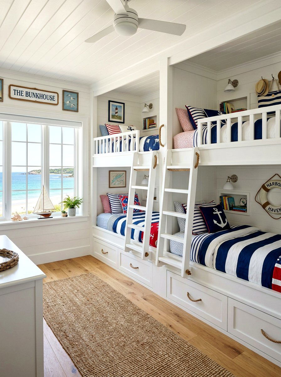 Coastal Bunk Room - 30 seaside cottage ideas