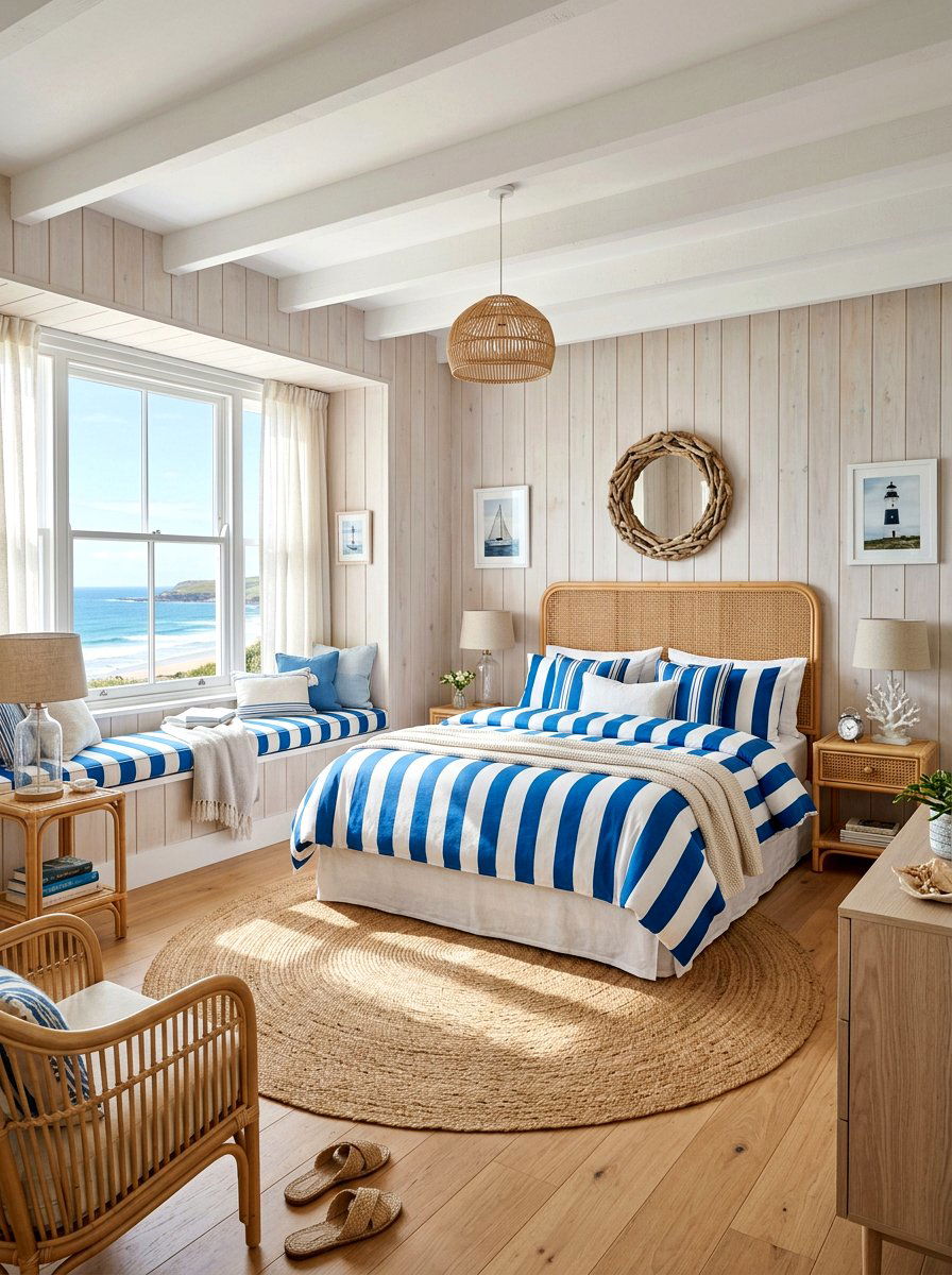 Coastal Candy Stripe Theme - 30 candy stripe bedroom ideas