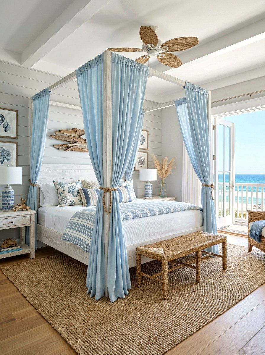 Coastal Canopy Bed - 30 romantic canopy bedroom ideas