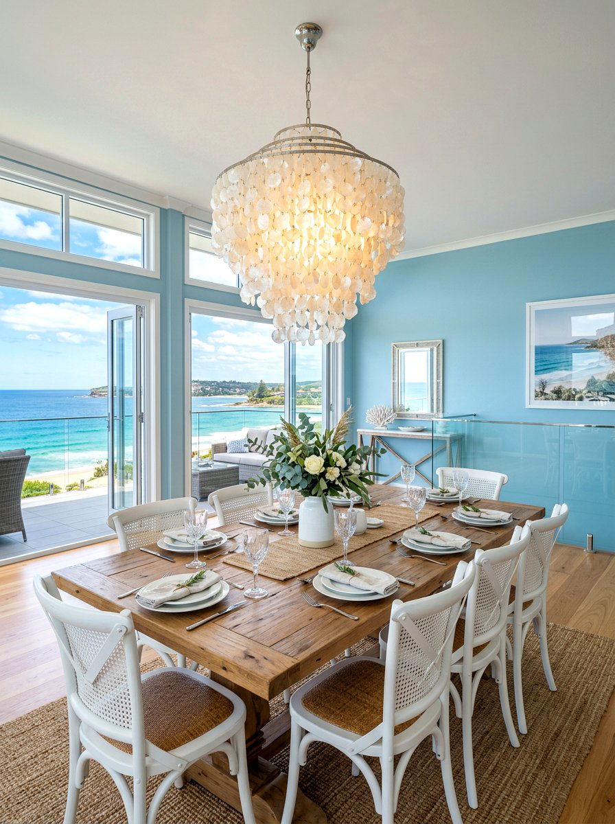 Coastal Capiz Shell Chandelier - 30 coastal home decor ideas
