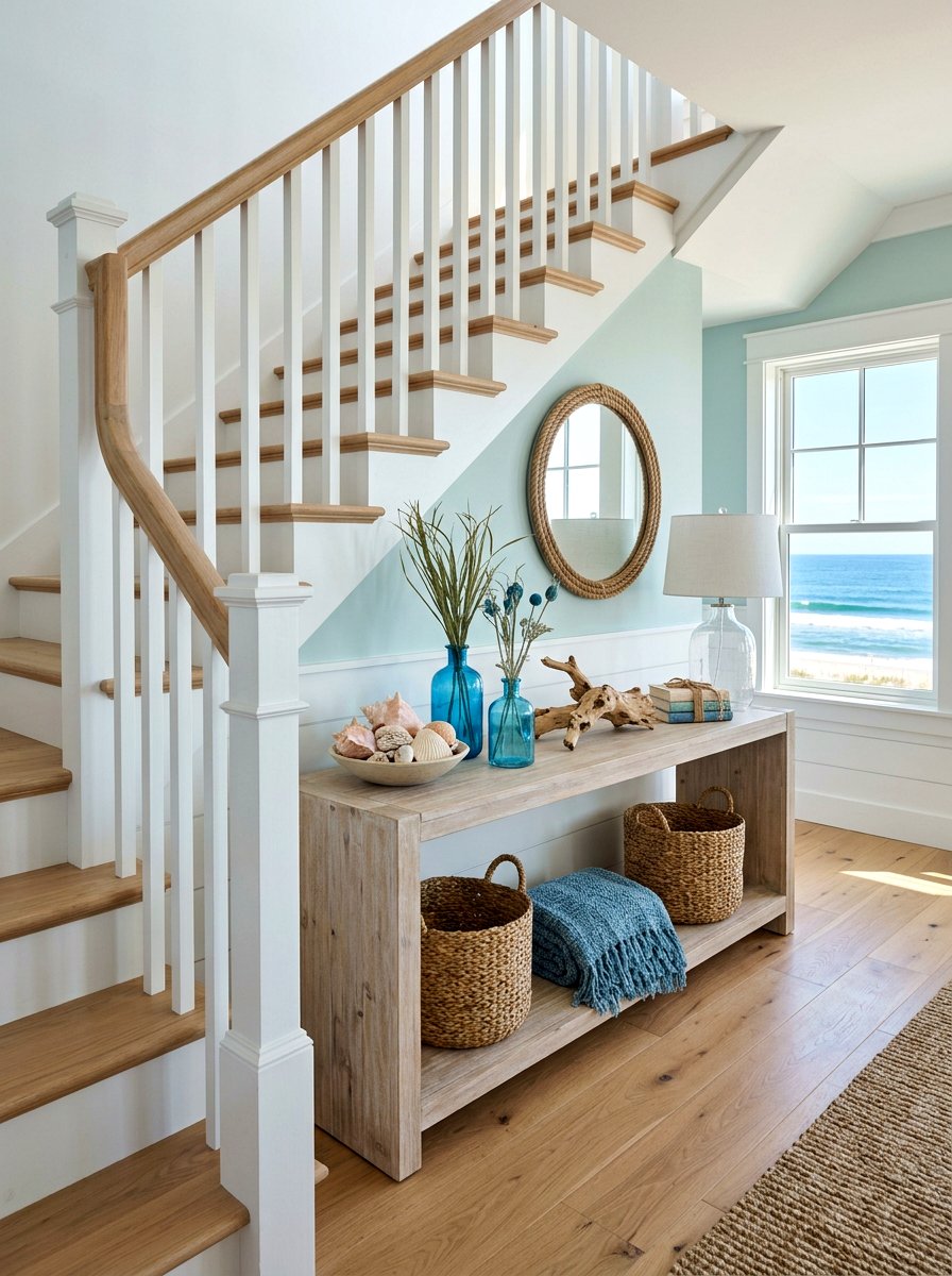 Coastal Console Behind Stairs - 30 console behind stairs ideas