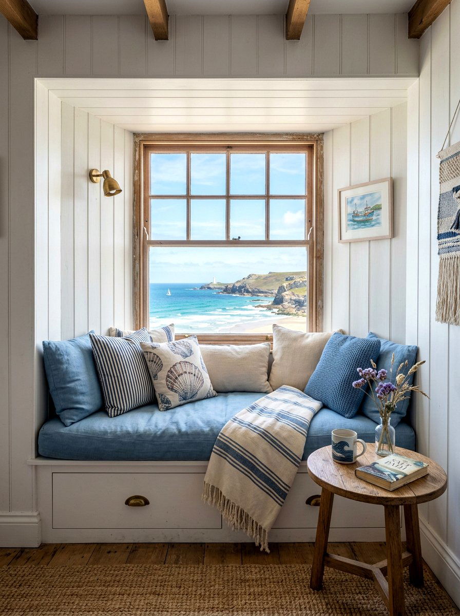 Coastal Cottage Window Niche - 30 Nancy Meyers breakfast nook ideas