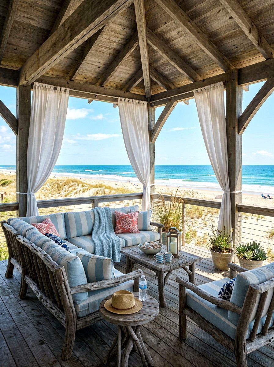 Coastal Covered Deck - 30 covered patio lounge ideas