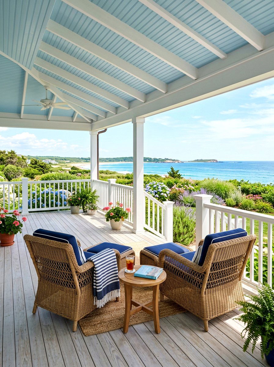 Coastal Covered Deck - 30 covered deck dining ideas