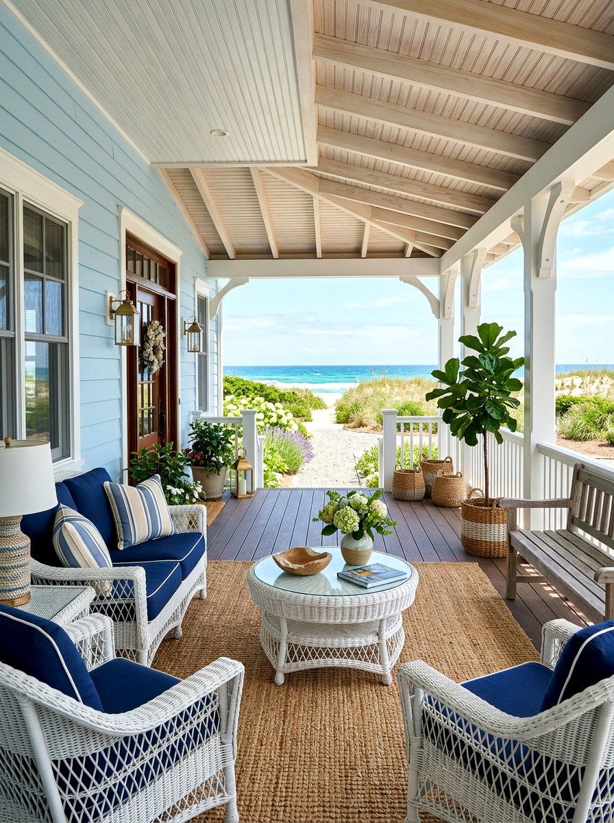 Coastal Covered Front Porch - 30 covered front porch ideas