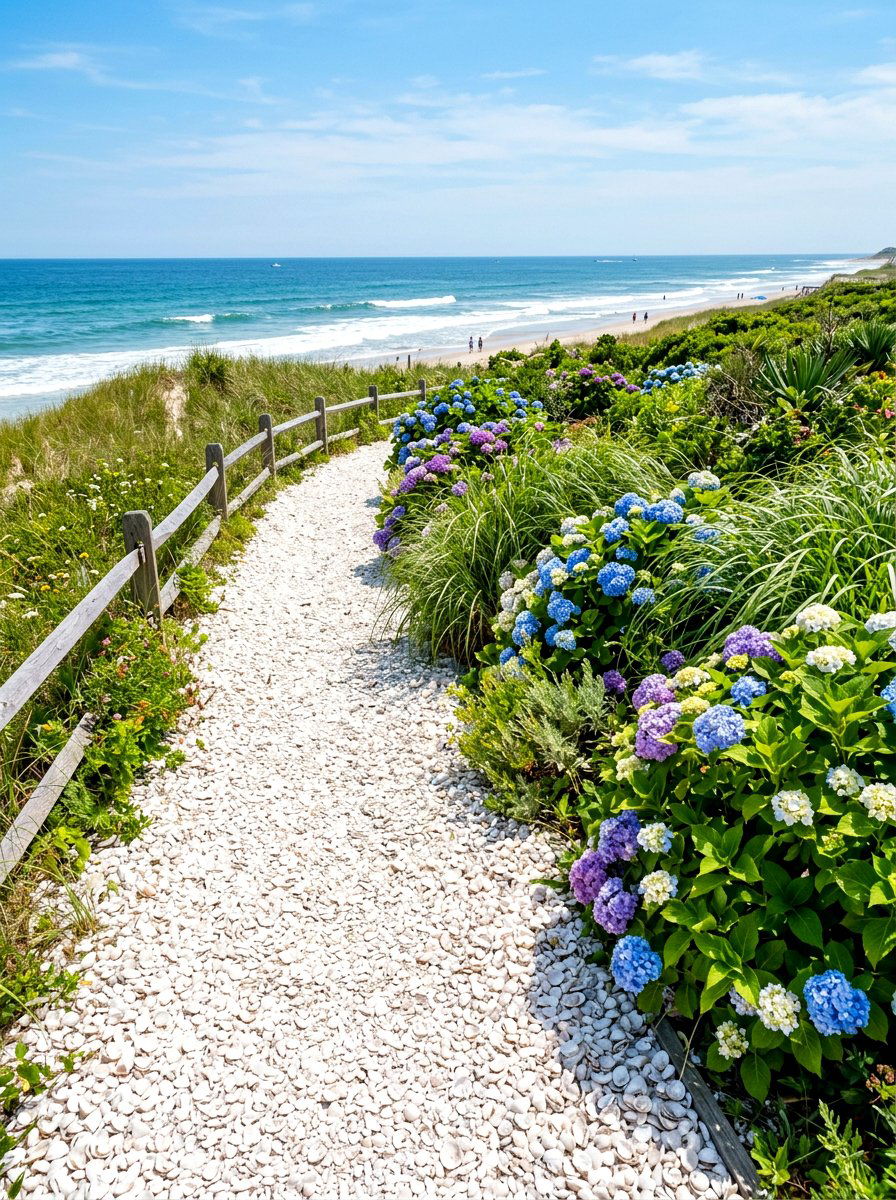 Coastal Crushed Shell Path - 30 path through garden ideas