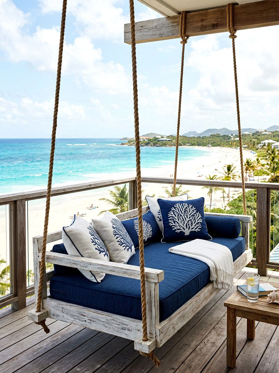 Coastal Daybed Swing - 30 hanging daybed ideas