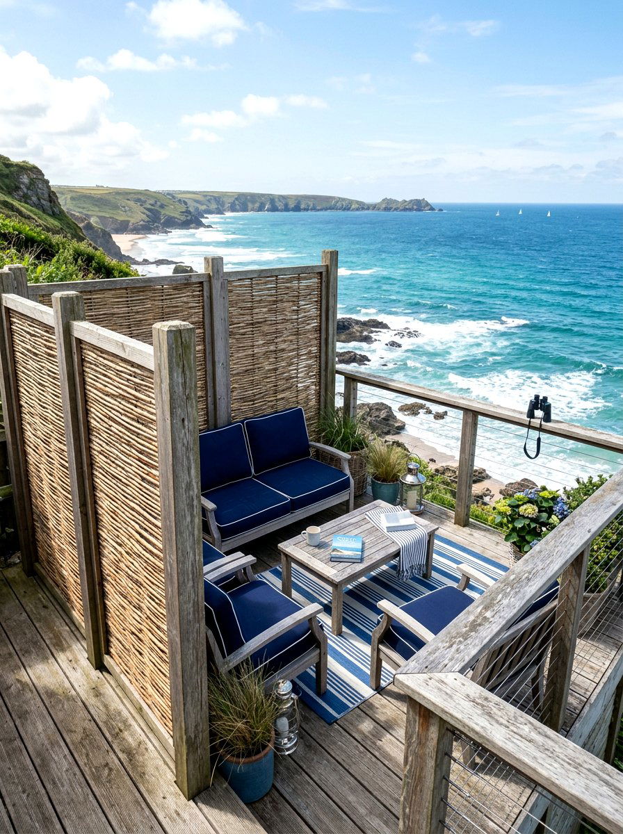 Coastal Deck Windbreak - 30 reed fence ideas
