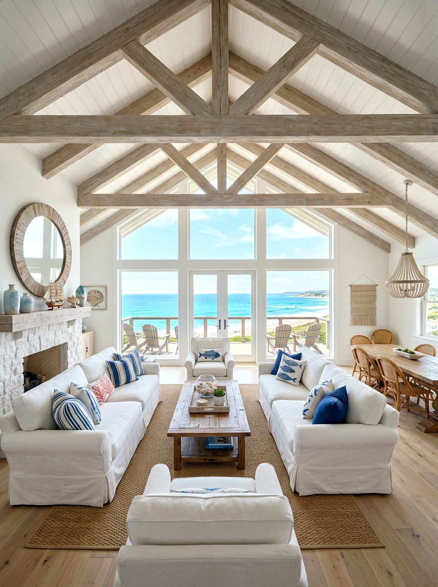 Coastal Decor Vaulted Great Room - 30 vaulted great room ideas
