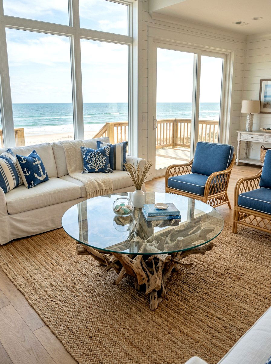 Coastal Driftwood Coffee Table - 30 oversized coffee table ideas