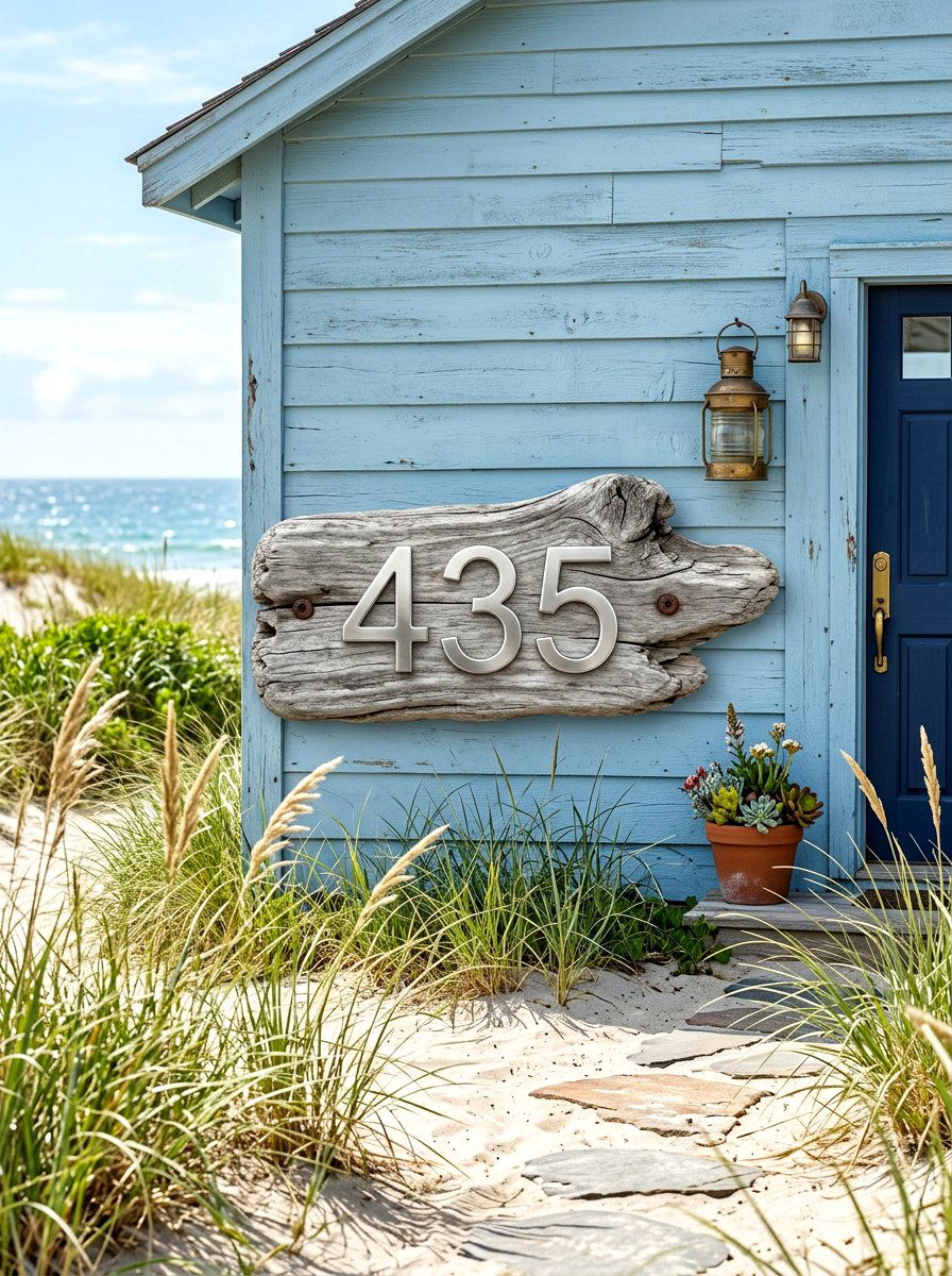 Coastal Driftwood House Numbers - 30 house numbers curb appeal ideas