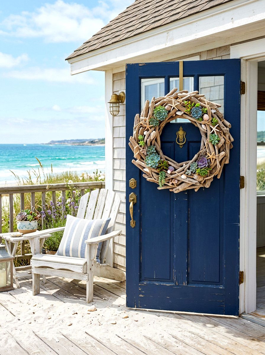 Coastal Driftwood Wreath - 30 exterior wreath styling ideas