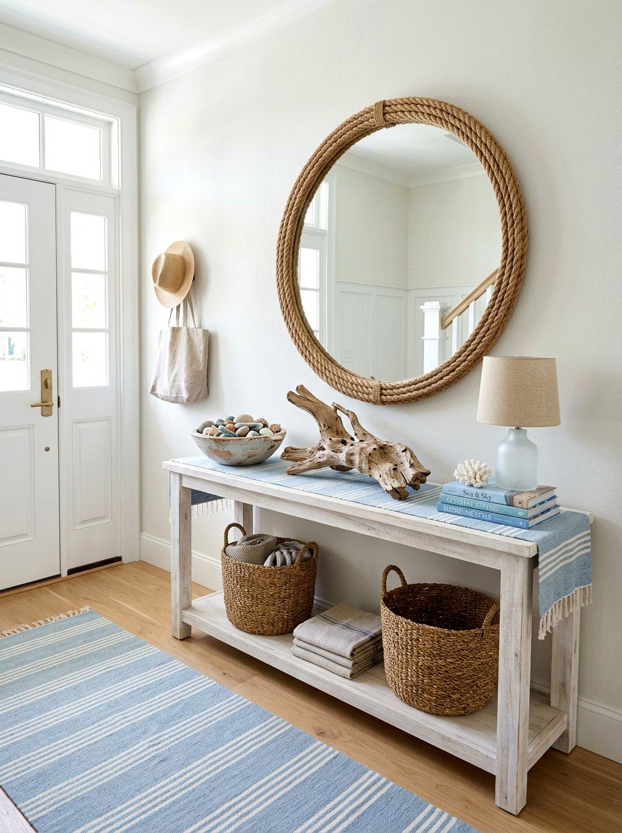 Coastal Entry Table Styling - 30 console table entry ideas