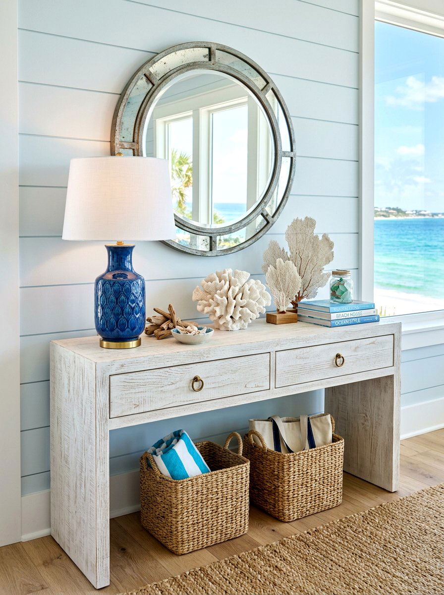 Coastal Entry Table - 30 everyday entry table decor ideas