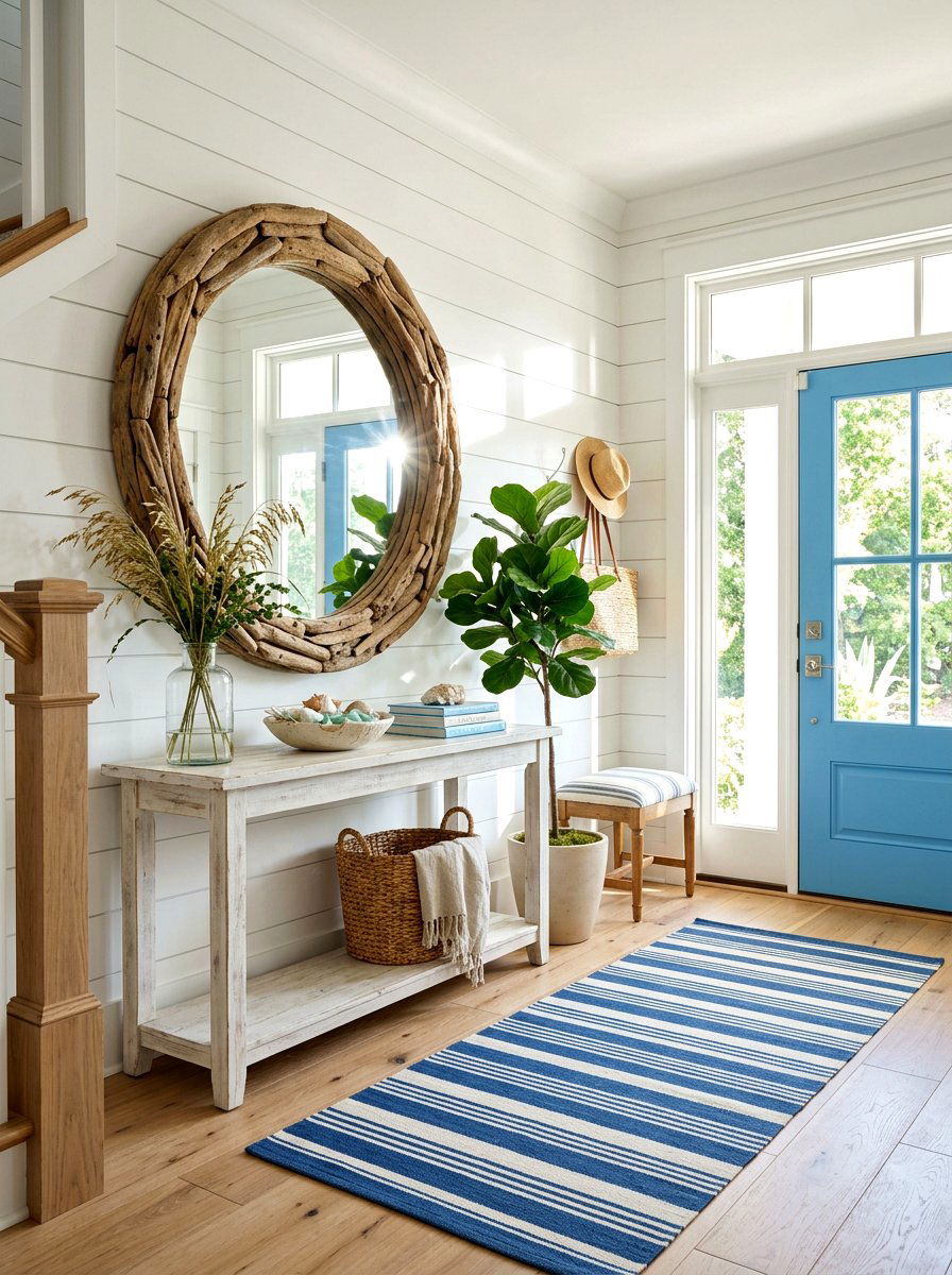 Coastal Entryway Mirror - 30 foyer mirror wall ideas