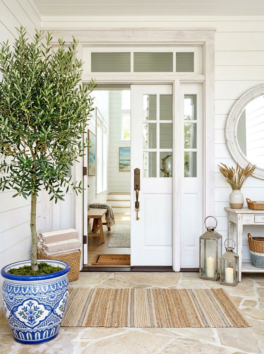 Coastal Entryway - 30 potted olive tree entry ideas