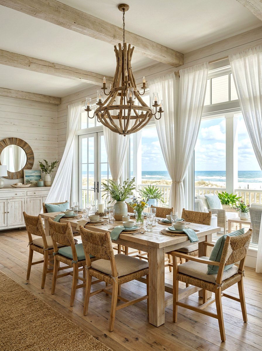 Coastal Farmhouse Dining Room - 30 farmhouse dining room ideas