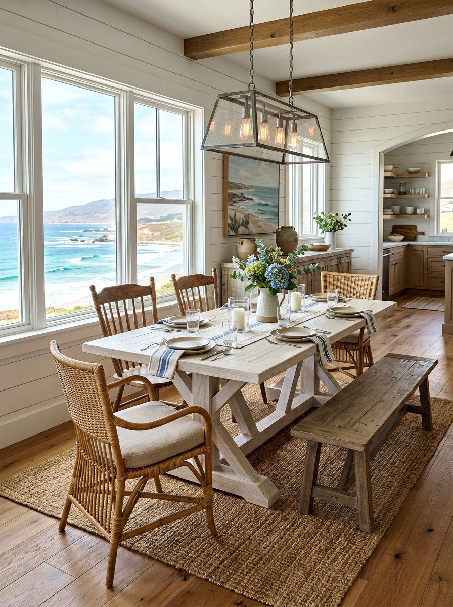 Coastal Farmhouse Dining Room - 30 coastal dining room ideas