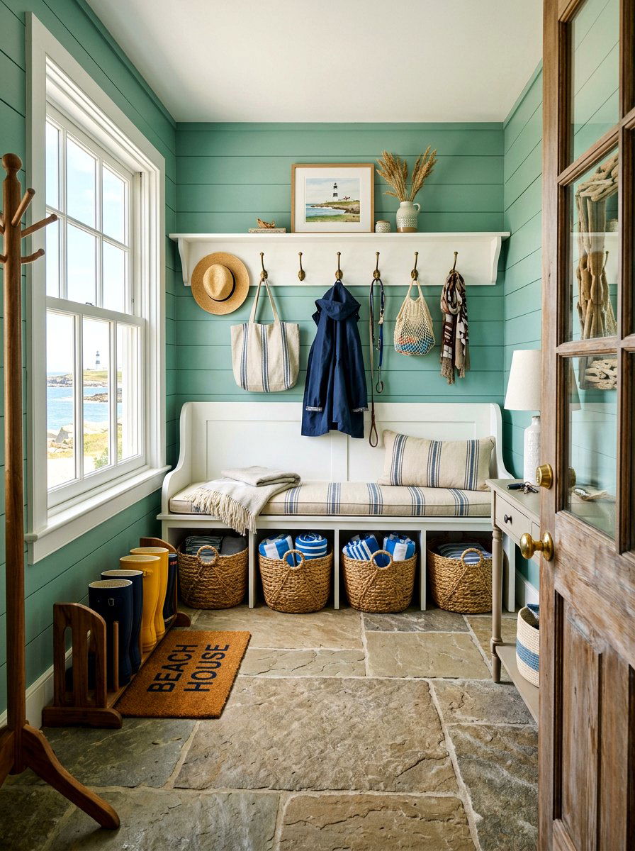 Coastal Farmhouse Mudroom - 30 vacation home vibe ideas