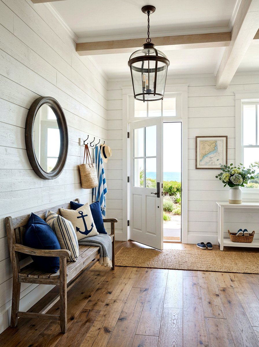 Coastal Farmhouse Shiplap - 30 classic entryway ideas