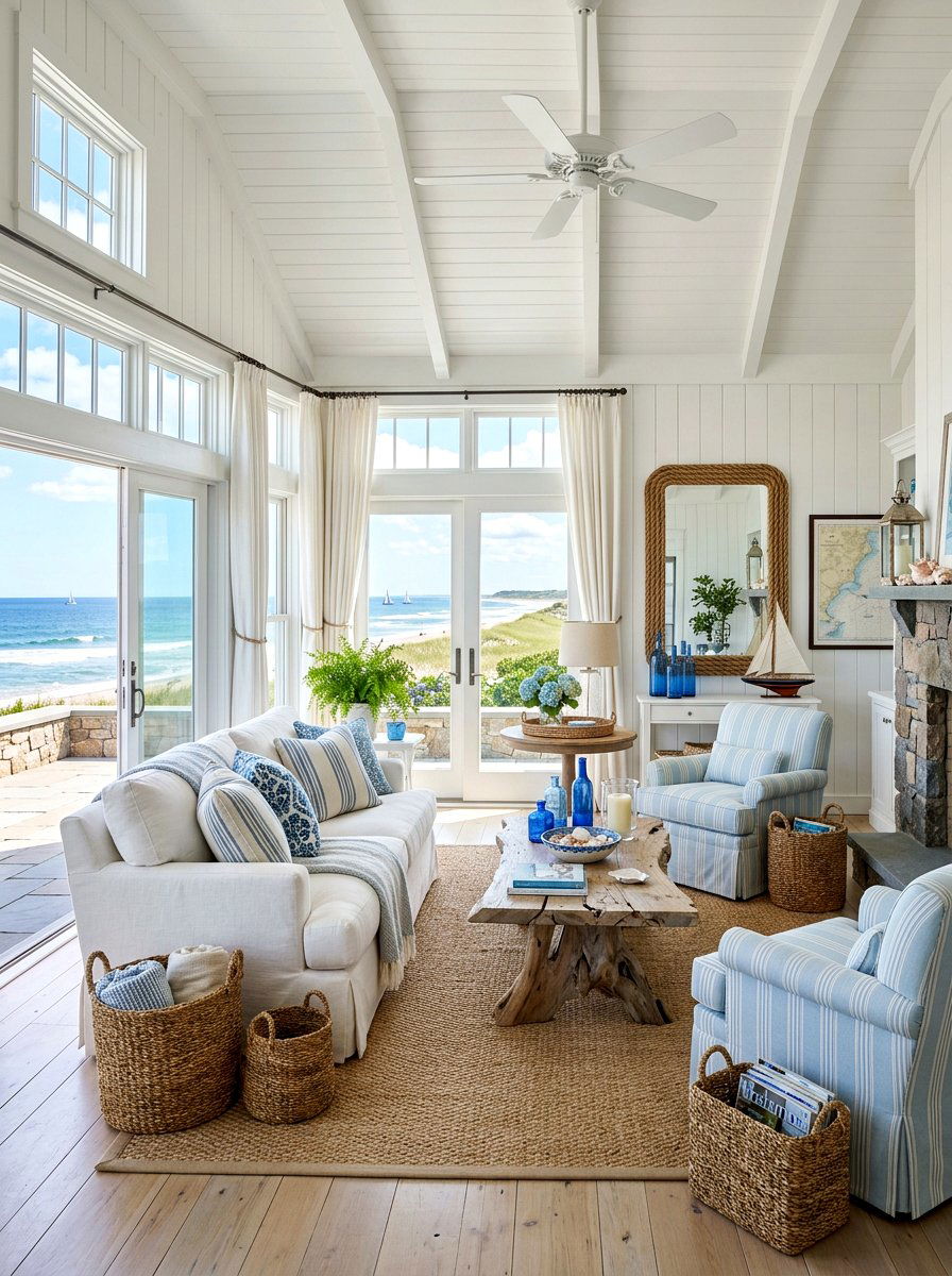 Coastal Farmhouse Sunroom - 30 farmhouse sunroom ideas