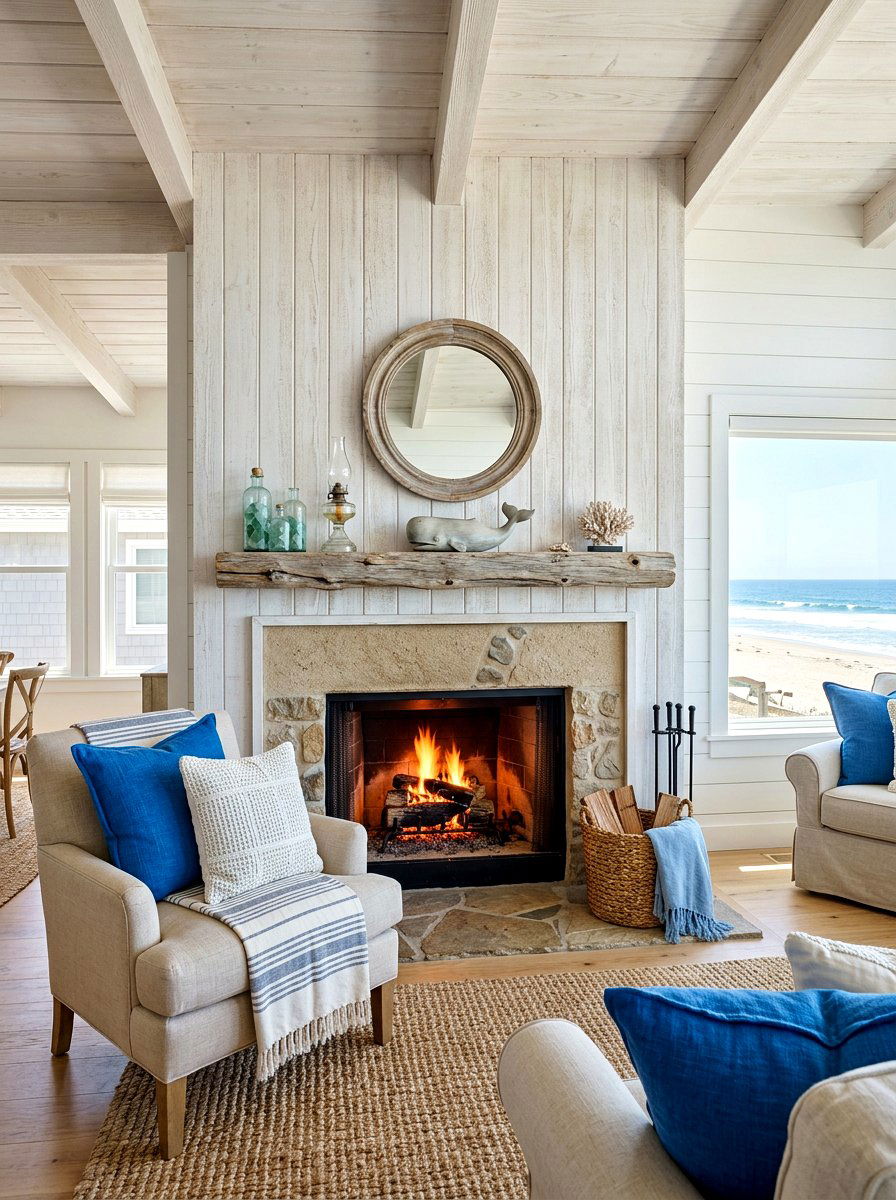 Coastal Fireplace Decor - 30 fireplace wall living room ideas