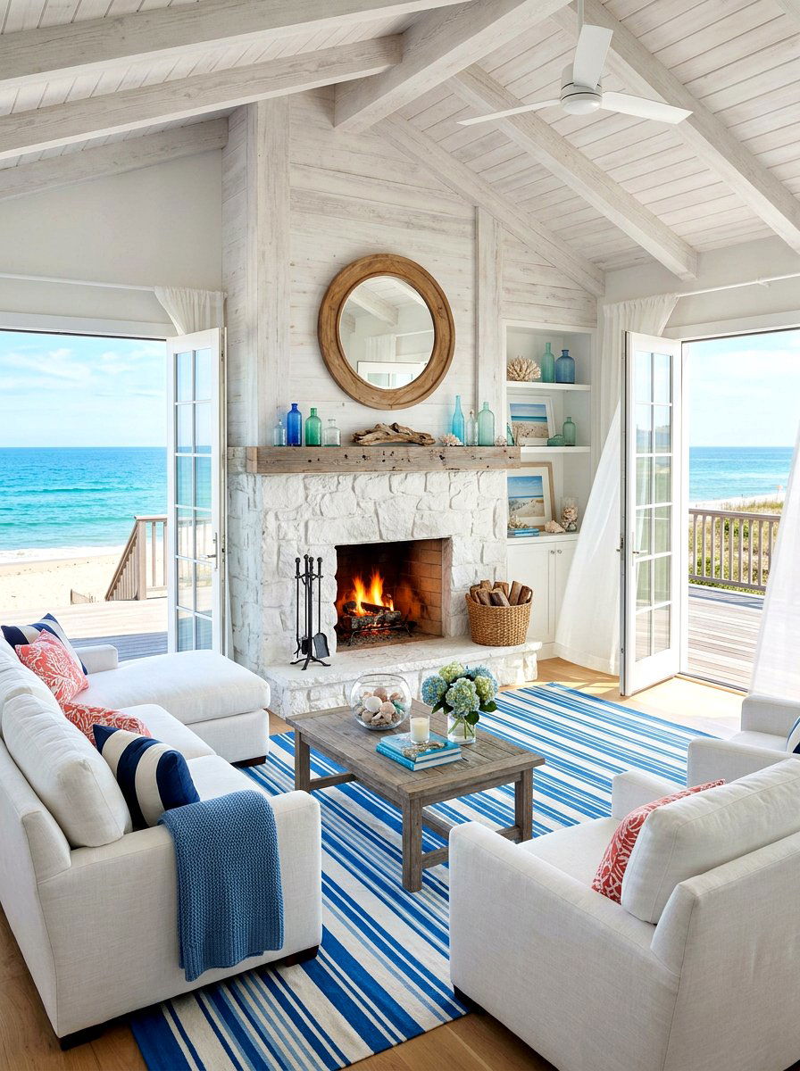 Coastal Fireplace - 30 family room fireplace ideas