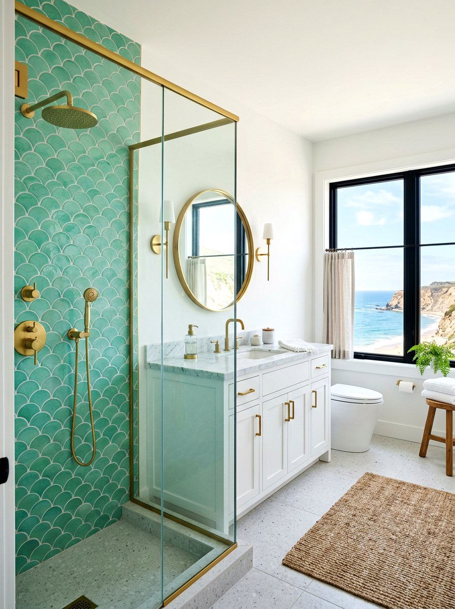 Coastal Fish Scale Tile - 30 coastal home decor ideas