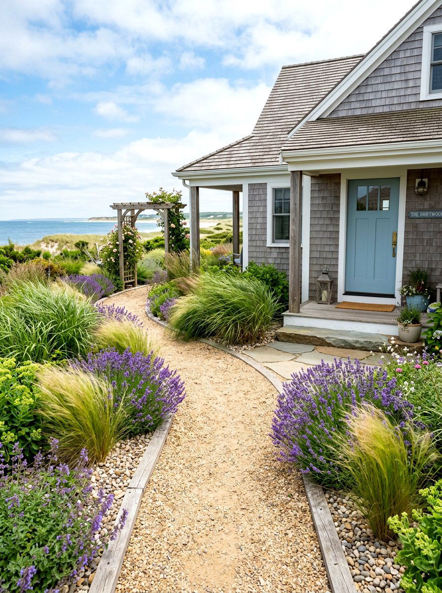 Coastal Front Entry Garden - 30 front entry landscaping ideas