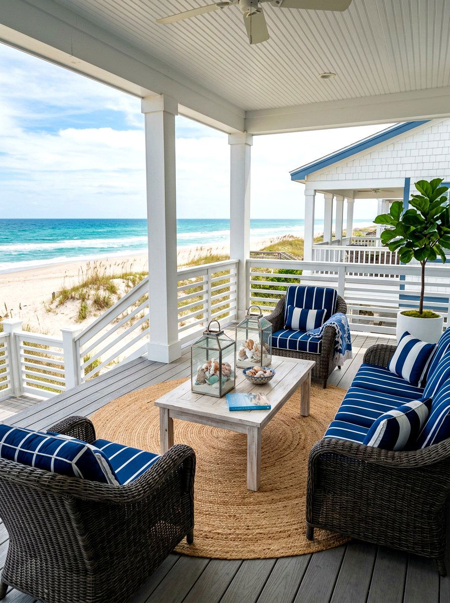 Coastal Front Porch - 30 July porch ideas aesthetic