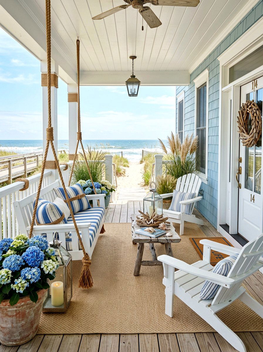 Coastal Front Porch Look - 30 charming front porch ideas aesthetic