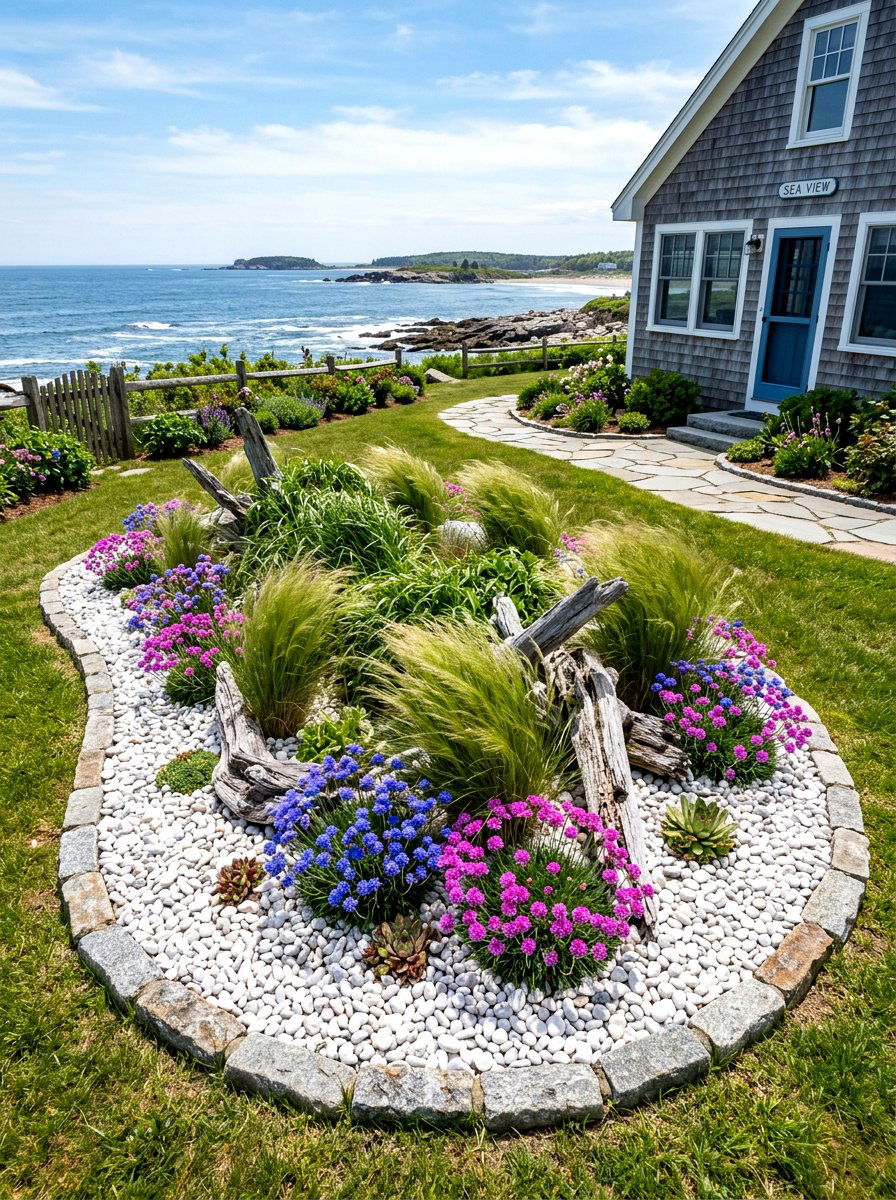Coastal Front Yard Island Bed - 30 front yard island bed ideas
