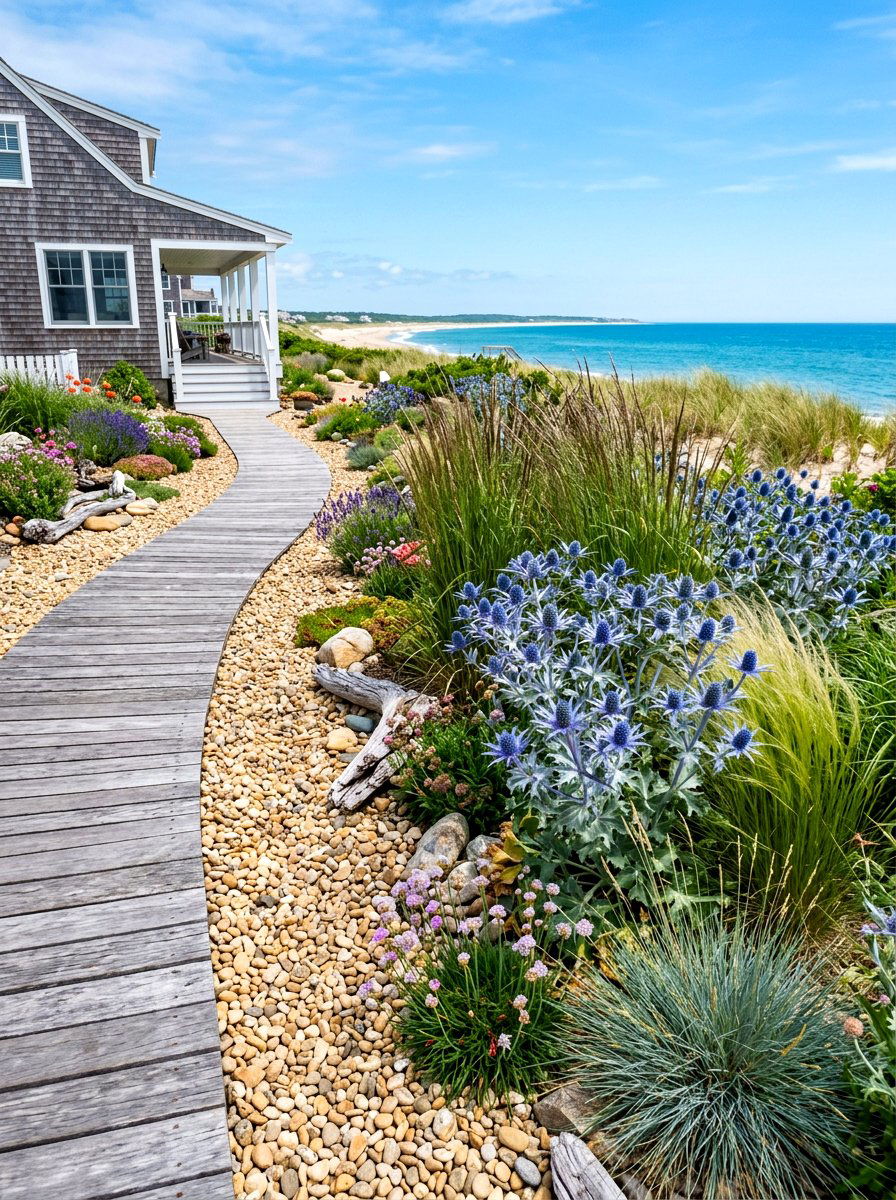 Coastal Garden - 30 pebble garden ideas