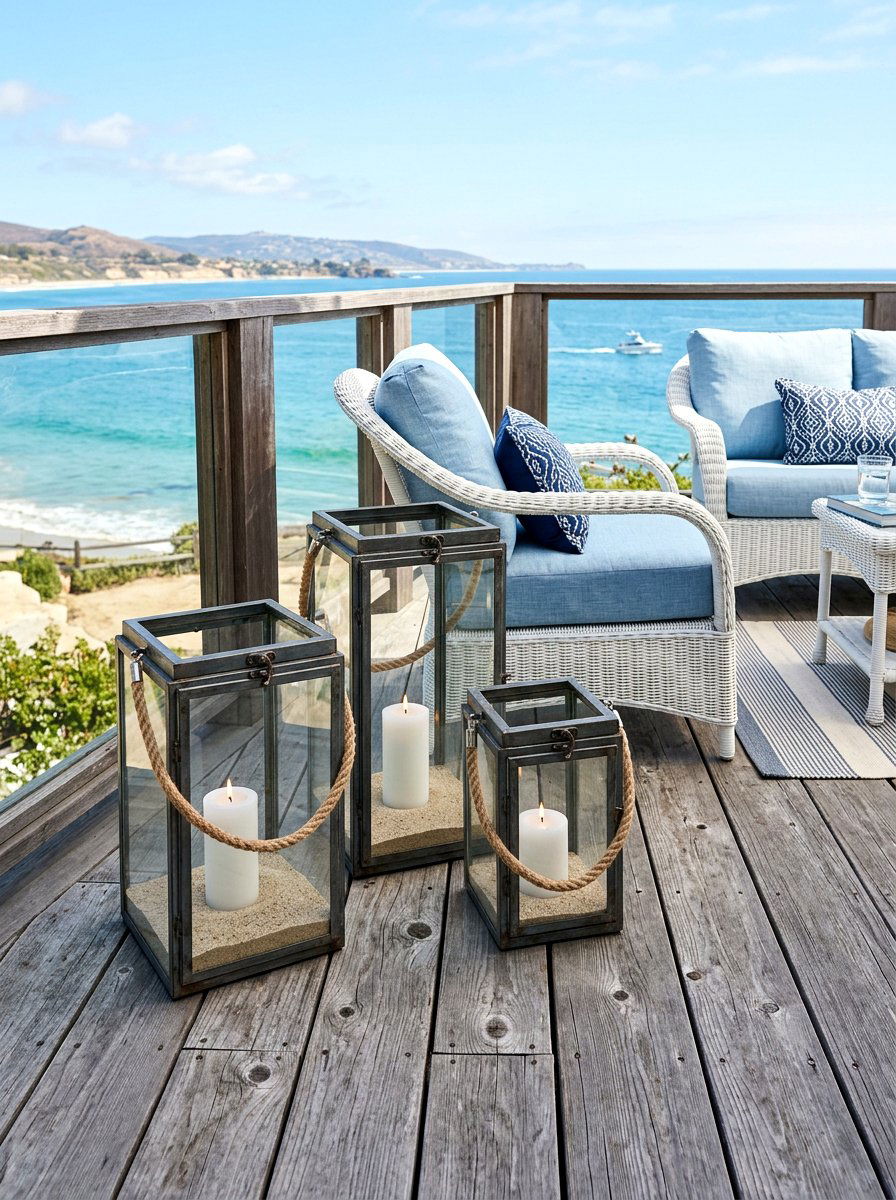 Coastal Glass Lanterns - 30 outdoor candle lantern ideas