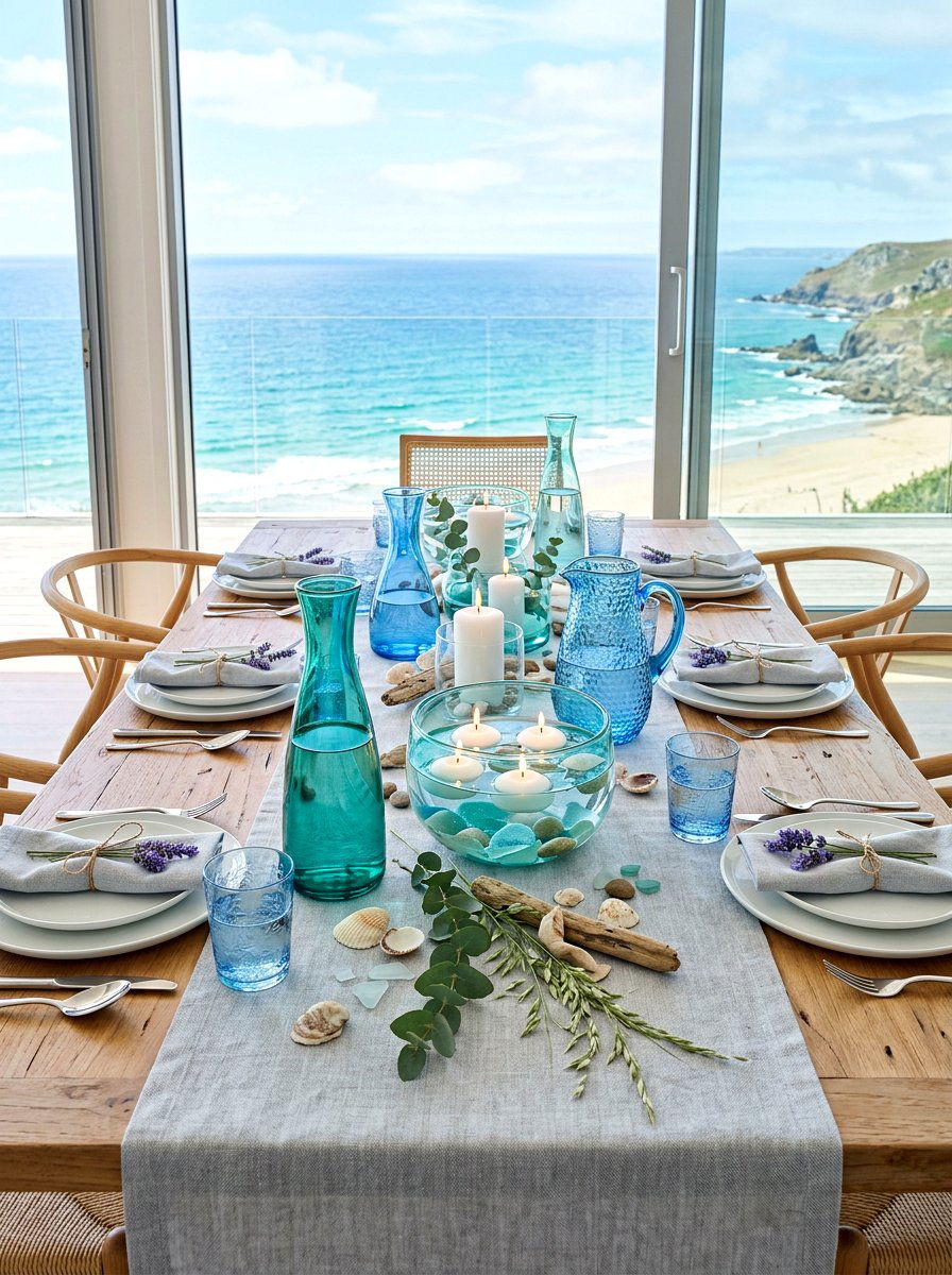 Coastal Glassware Table Styling - 30 seafood dinner table ideas aesthetic