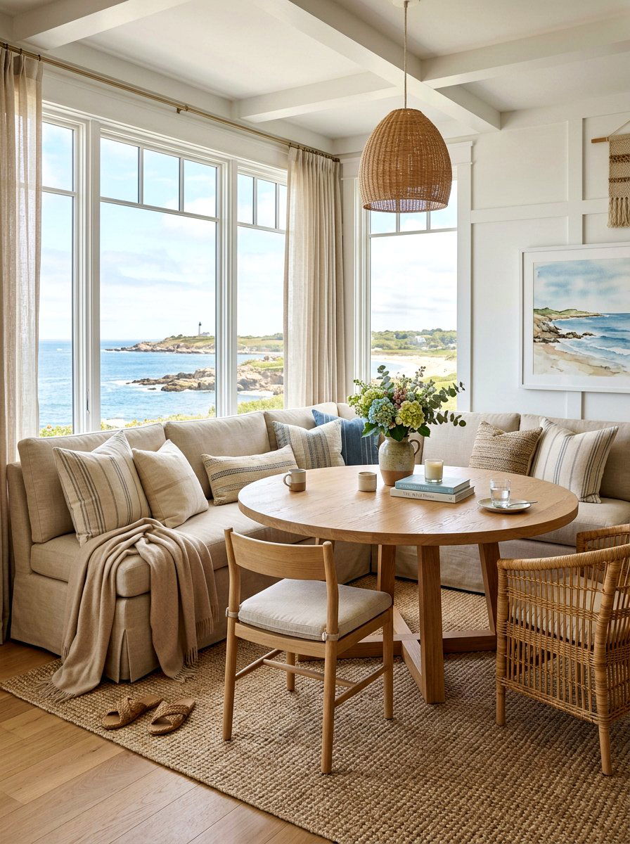 Coastal Grandma Linen Area - 30 Nancy Meyers breakfast nook ideas